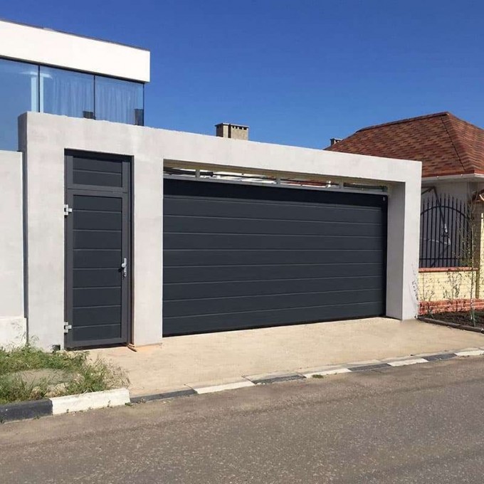 Автоматические гаражные секционные ворота под навес ALUTECH Prestige 3000×2375 мм 21122