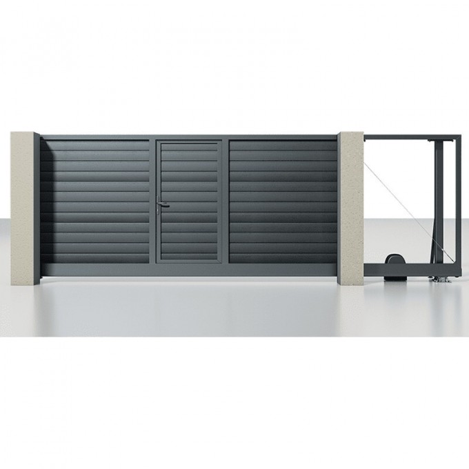 Автоматические откатные ворота ALUTECH Prestige 4000×2000 мм со встроенной калиткой 20895