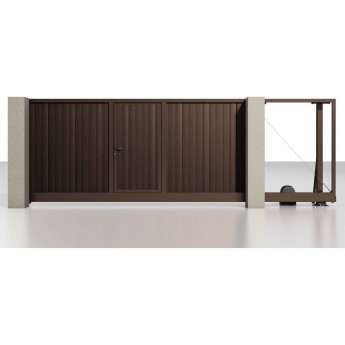 Откатные ворота с электроприводом и встроенной калиткой ALUTECH Prestige 4000×2000 мм