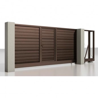 Откатные ворота с калиткой ALUTECH Prestige 3500х2000 мм